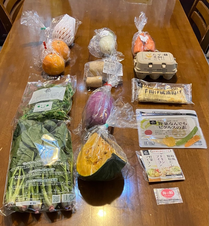rらでぃっしゅぼーやお試しセットを箱から出して並べた状態